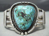 Rare Blue Wind Turquoise Vintage Native American Navajo Sterling Silver Bracelet Old-Nativo Arts