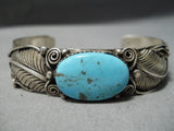 Unique! Vintage Navajo Old Kingman Turquoise Sterling Silver Bracelet-Nativo Arts