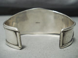 Vivid Vintage Native American Navajo Green Turquoise Sterling Silver Leaf Bracelet Old-Nativo Arts