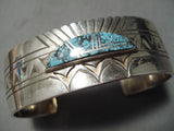 Rare Turquoise Vintage Native American Navajo Sterling Silver Bracelet Cuff Jewelry-Nativo Arts