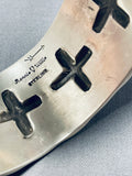 Signed Native American Navajo Sterling Silver Cross Bracelet-Nativo Arts
