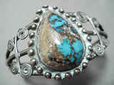 Best Early Bisbee Turquoise Vintage Native American Navajo Sterling Silver Bracelet Cuff-Nativo Arts