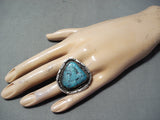 Remarkable Hopi Native American Kingman Turquoise Sterling Silver Ring-Nativo Arts