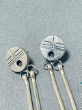 Exceptional Vintage Native American Navajo Sterling Silver Sunface Earrings-Nativo Arts