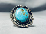 Wonderful Vintage Native American Navajo #8 Turquoise Mine Sterling Silver Ring-Nativo Arts