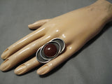 Fabulous Pat Reed Vintage Native American Navajo Domed Carnelian Sterling Silver Ring-Nativo Arts