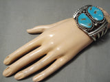 One Of The Best Vintage Native American Navajo Old Kingman Turquoise Sterling Silver Bracelet-Nativo Arts