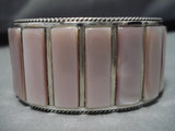 Breathtaking Vintage Zuni Native American Sterling Silver Pink Shell Bracelet-Nativo Arts