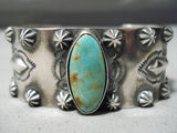 Museum Vintage Native American Navajo Royston Turquoise Repoussed Sterling Silver Bracelet-Nativo Arts