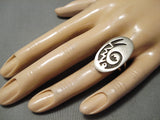 Rare Vintage Native American Hopi Navajo Sterling Silver All Silver Ring-Nativo Arts