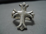 Huge Vintage Navajo Sterling Silver Cross Native American Ring Old-Nativo Arts