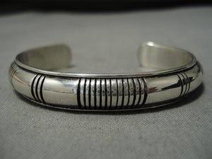 Important Native American Navajo Nation President Vintage Jon Nez Sterling Silver Bracelet-Nativo Arts