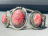 Important Vintage Native American Navajo Rhodochrosite Sterling Silver Bracelet-Nativo Arts