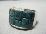 Important Native American Navajo Tommy Jackson Turquoise Inlay Sterling Silver Native Ring-Nativo Arts