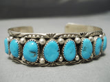 Incredible Vintage Native American Navajo Domed Turquoise Sterling Silver Bracelet Old-Nativo Arts
