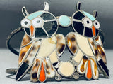 Native American Best Vintage Navajo Huge Museum Owl Turquoise Sterling Silver Bracelet-Nativo Arts