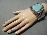 Breathtaking Vintage Native American Navajo #8 Turquoise Mine Sterling Silver Bracelet Old-Nativo Arts