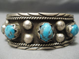 High Grade Vintage Native American Navajo Persin Turquoise Sterling Silver Bracelet Old-Nativo Arts