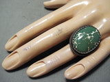 Important Vintage Native American Navajo Verdy Jake Turquoise Sterling Silver Ring-Nativo Arts