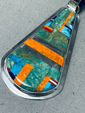 Native American Important Santo Domingo Turquoise Inlay Sterling Silver Necklace-Nativo Arts