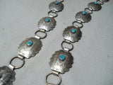 Amazing Vintage Native American Navajo Blue Gem Turquoise Sterling Silver Concho Belt Old-Nativo Arts