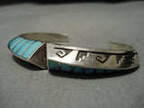 Important Vintage Native American Navajo Lonn Parker Double Technique Turquoise Bracelet-Nativo Arts