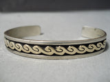 Unique Vintage Navajo 14k Gold & Sterling Silver Bracelet Native American-Nativo Arts