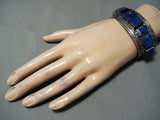 One Of The Best Vintage Native American Navajo Lapis Sterling Silver Bracelet-Nativo Arts