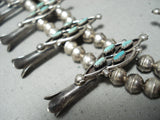 Important Edaaki Vintage Native American Zuni Turquoise Sterling Silver Squash Blossom Necklace-Nativo Arts