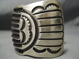 The Biggest Heaviest Vintage Native American Navajo Sterling Silver Bill Bracelet Old-Nativo Arts