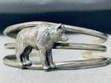 Detailed Wolf Vintage Native American Navajo Sterling Silver Bracelet-Nativo Arts