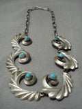 Exceptional Vintage Native American Navajo Choker Style Turquoise Sterling Silver Necklace-Nativo Arts