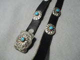 Superb Vintage Native American Navajo Hand Wrought Sterling Silver Turquoise Concho Belt-Nativo Arts