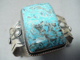 Chimney Butte Amazing Native American Navajo Pilot Mountain Turquoise Sterling Silver Bracelet-Nativo Arts
