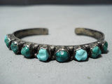 Marvelous Vintage Native American Zuni Cerrillos Turquoise Sterling Silver Bracelet Old-Nativo Arts