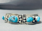 Superb Vintage Native American Navajo 5 Morenci Turquoise Sterling Silver Bracelet-Nativo Arts