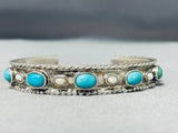 Gorgeous Vintage Native American Navajo Cerrillos Kingman Turquoise Sterling Silver Bracelet-Nativo Arts