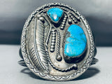 Very Rare Vintage Native American Navajo Blue Diamond Turquoise Sterling Silver Bracelet-Nativo Arts