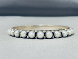 Astonishing Native American Navajo Pearl Sterling Silver Bangle Bracelet Signed-Nativo Arts