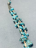 Magnificent Vintage Native American Navajo Kingman Turquoise Sterling Silver Necklace-Nativo Arts