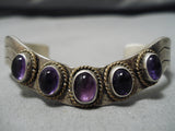 Astounding Vintage Native American Navajo Amethyst Sterling Silver Bracelet-Nativo Arts