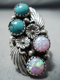 Amazing Navajo Turquoise & Opal Sterling Silver Ring Native American-Nativo Arts