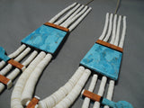 Native American Quality Mary Tenorio Vintage Santo Domingo Sterling Silver Turquoise Necklace-Nativo Arts