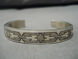 Intricate!! Vintage Native American Navajo Geometric Sterling Silver Bracelet-Nativo Arts