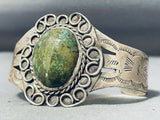 Mesmerizing Vintage Native American Navajo Huge Green Turquoise Sterling Silver Bracelet-Nativo Arts