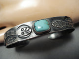 Early 1900's Snake Vintage Native American Navajo Turquoise Sterling Silver Bracelet Old-Nativo Arts