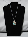 Vintage Native American Navajo Necklace Sterling Silver Blue Turquoise Turquoise Old-Nativo Arts