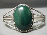 Amazing Vintage Native American Navajo Malachite Sterling Silver Bracelet-Nativo Arts