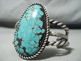 Heavy Coiled Sterling Silver Vintage Native American Navajo Spiderweb Turquoise Bracelet-Nativo Arts