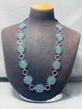 One Of The Finest Vintage Native American Navajo Turquoise Sterling Silver Necklace-Nativo Arts